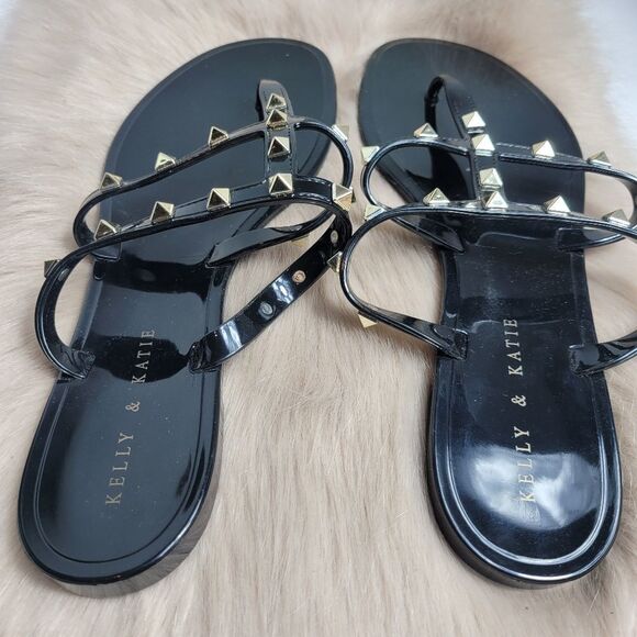 Kelly and Katie Rockstud T-Strap Flat Slide Sandals - Picture 3 of 5